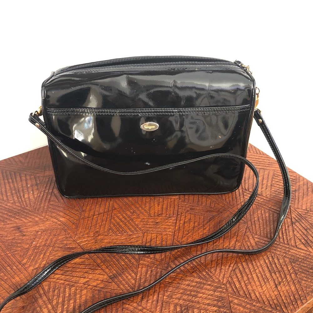 Vintage black patent leather Ferragamo purse